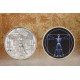 Legendární dílo Vitruviánský muž od Leonarda da Vinciho na atraktivní stříbrné minci