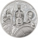 Legendární válečníci Sparty na atraktivní  stříbrné minci s vysokým reliéfem 