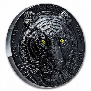 Tygr symbol Asie - exkluzivní stříbrná mince ve speciálním noire provedení a vysokým reliéfem