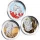 Symboly australské fauny - atraktivní kolorovaná stříbrná sada