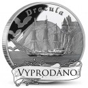 Literární legenda Drákula na atraktivní stříbrné minci – vyobrazení lodi Demeter