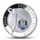 Ryderův pohár 2014 (Ryder cup) - prestižní golfový turnaj vyobrazený na atraktivní stříbrné minci