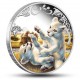 Mláďata lva bílého na atraktivní stříbrné minci