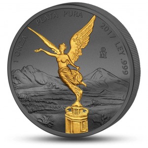 Věhlasná Libertad na stříbrné mincí zušlechtěné černým rutheniem a ryzím zlatem