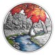 Fascinující scenerie s kanadským javorovým listem a krystalem Swarovski ve tvaru kapky rosy