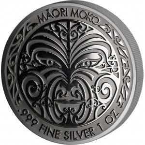 Maori Moko - atraktivní stříbrná mince zušlechtěna černým rhodiem