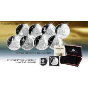 Námořní historie sedmi moří - atraktivní stříbrná sada 15 minci 